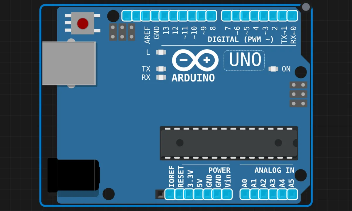 Arduino Uno in a circuit simulator for an SPI loopback test — no external wiring needed