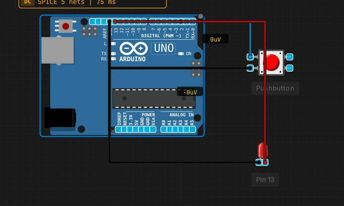 Button Control — free online circuit simulator example on Sensbench