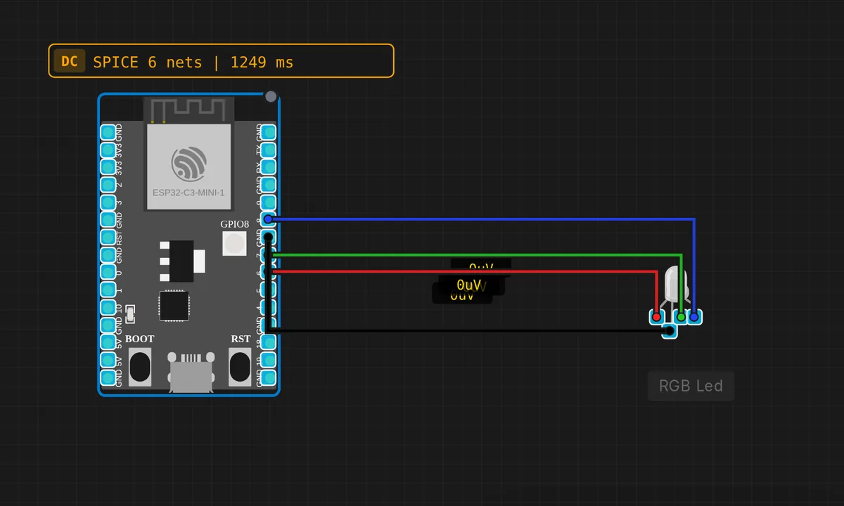 ESP32-C3: RGB LED — free online circuit simulator example on Sensbench