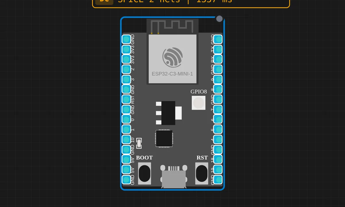 ESP32-C3: Serial Echo — free online circuit simulator example on Sensbench