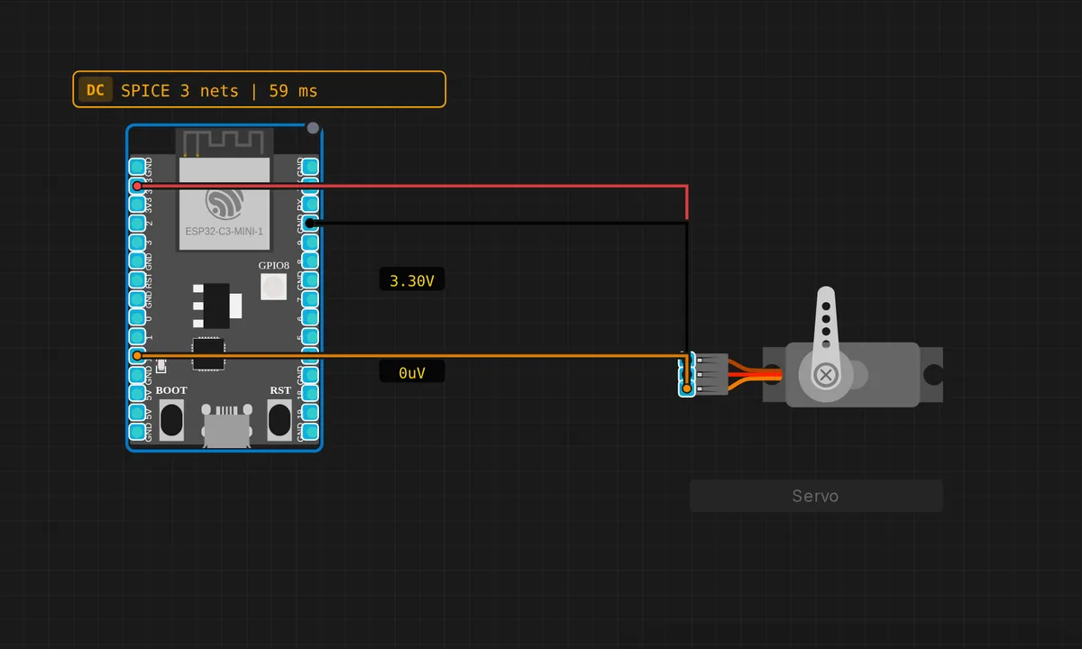ESP32-C3: Servo Motor Sweep — free online circuit simulator example on Sensbench