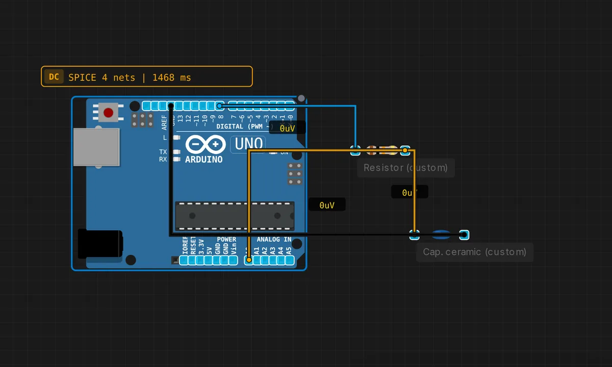 Capacitor Charging Curve — free online circuit simulator example on Sensbench