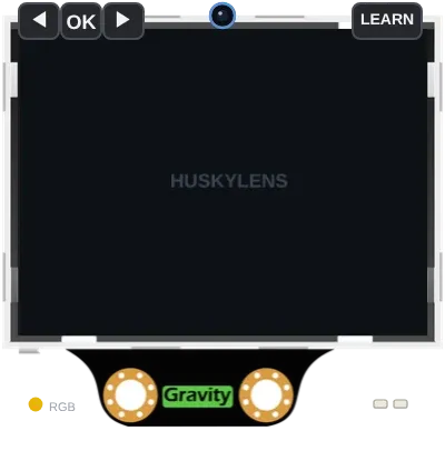 The HuskyLens camera module in the simulator, with a scene it is learning to recognize.
