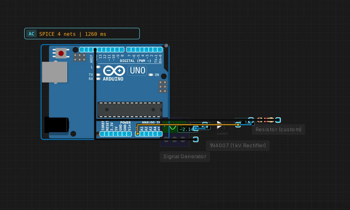 Half-Wave Rectifier — free online circuit simulator example on Sensbench