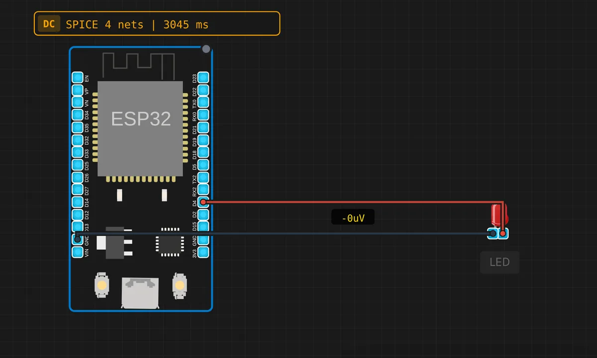 ESP32 Blink LED — free online circuit simulator example on Sensbench