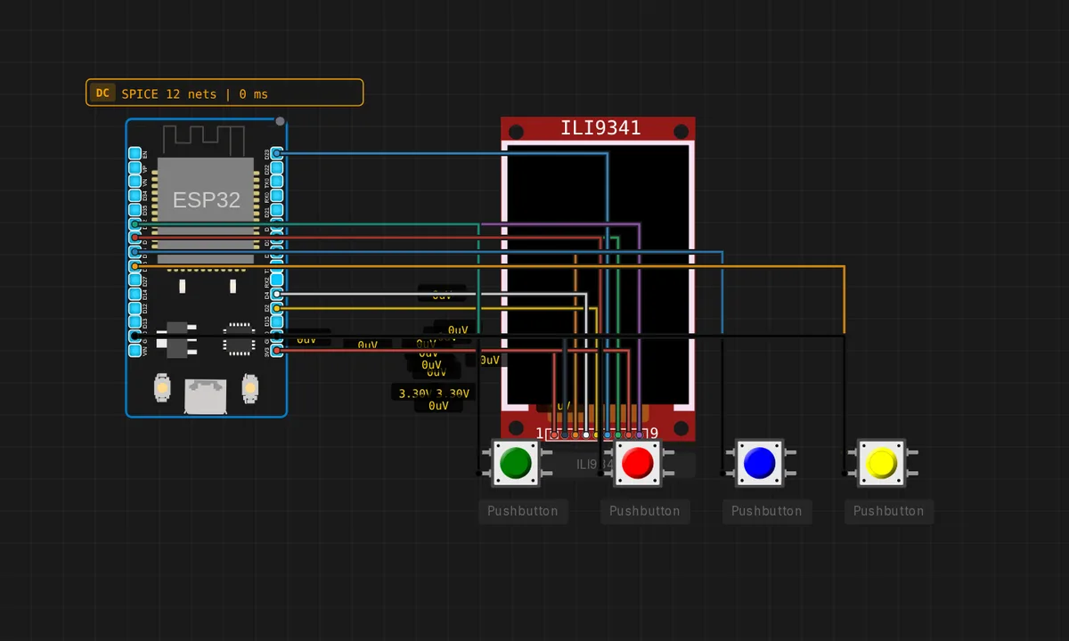 ESP32 Doom — Raycaster (ILI9341) — free online circuit simulator example on Sensbench