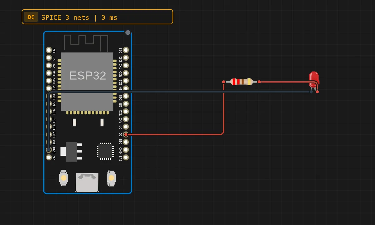 ESP32: Pure ESP-IDF Blink — free online circuit simulator example on Sensbench