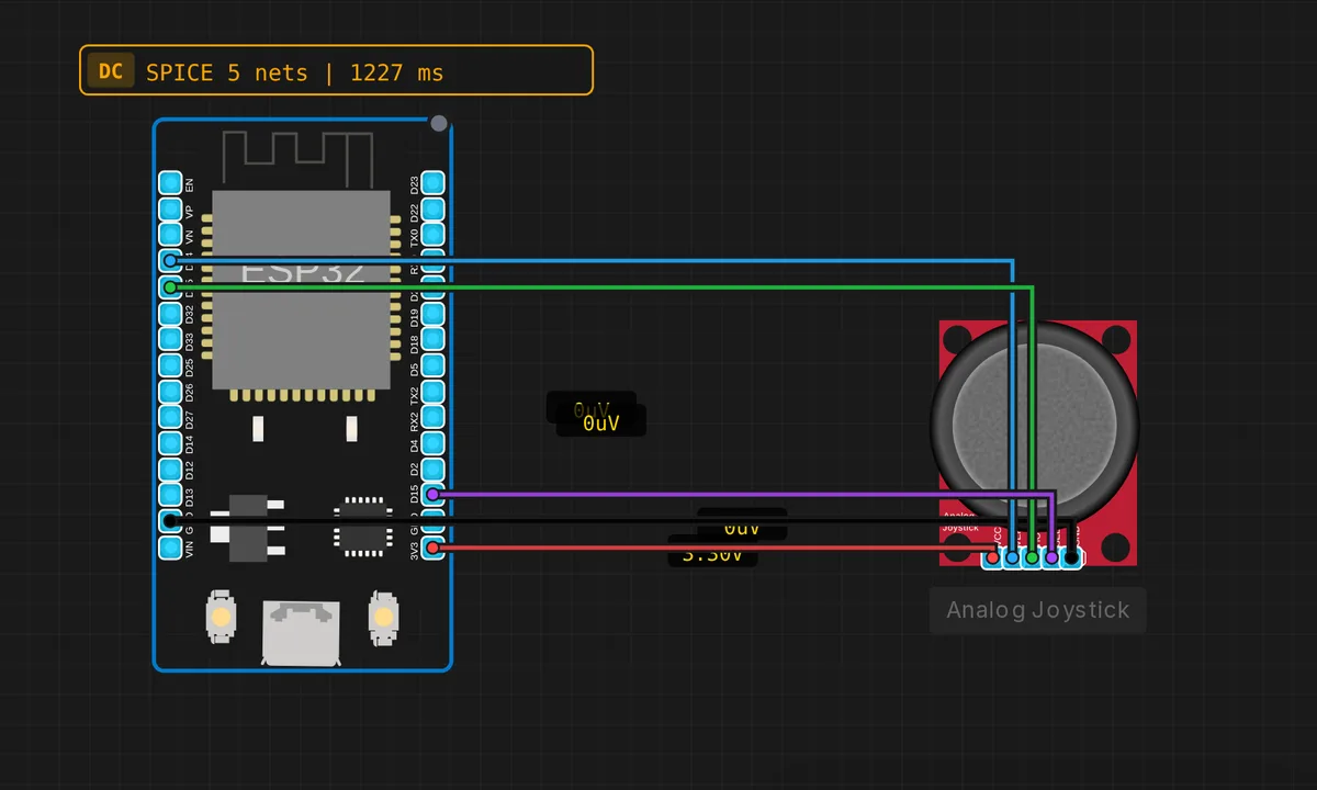 ESP32: Analog Joystick — free online circuit simulator example on Sensbench