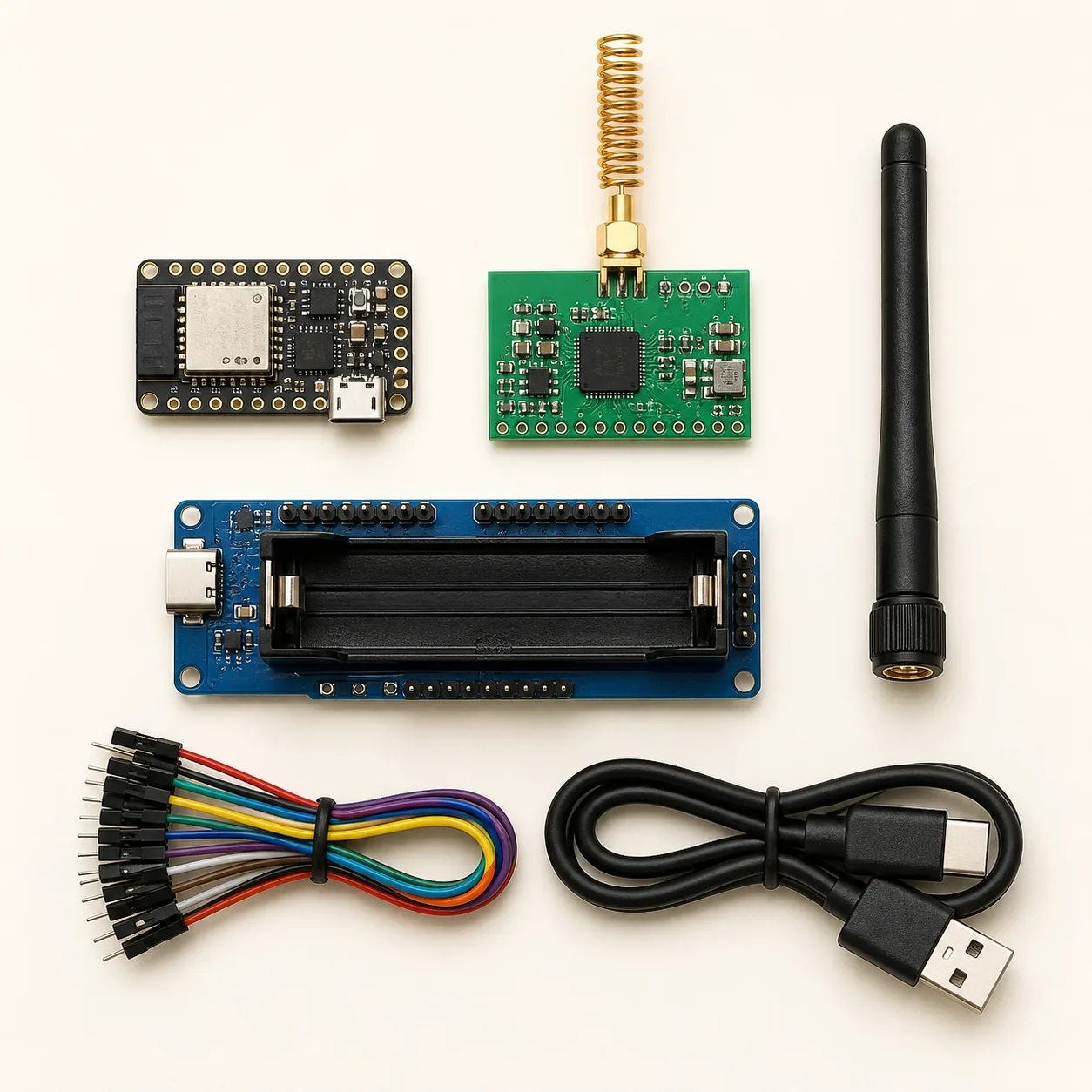 LoRa Long-Range Node - ESP32 SX1276 radio kit contents