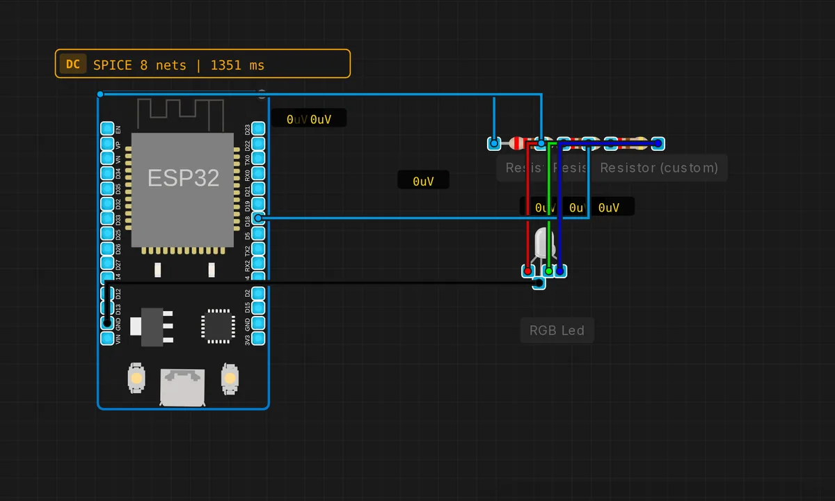 ESP32 LEDC PWM RGB — free online circuit simulator example on Sensbench