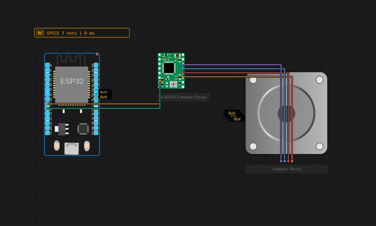 ESP32: Stepper + A4988 — free online circuit simulator example on Sensbench