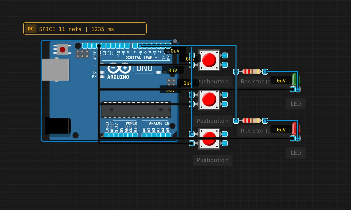 Full Adder (1-bit) — free online circuit simulator example on Sensbench