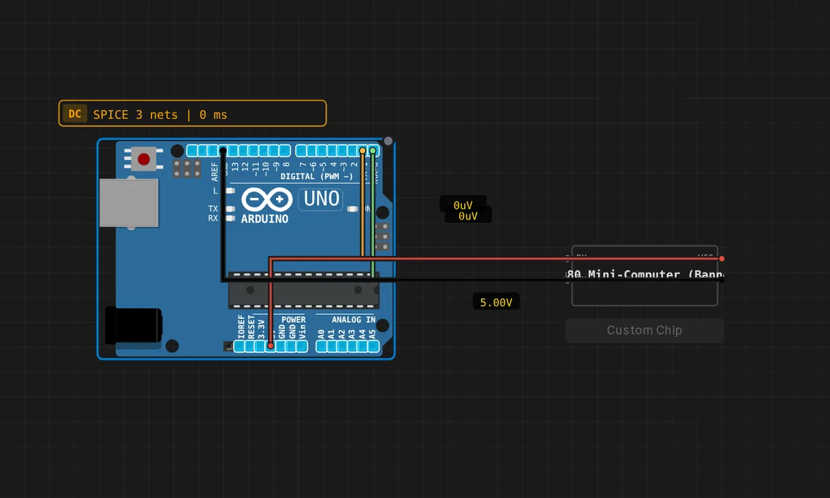 Intel 8080 Banner Streamer — free online circuit simulator example on Sensbench