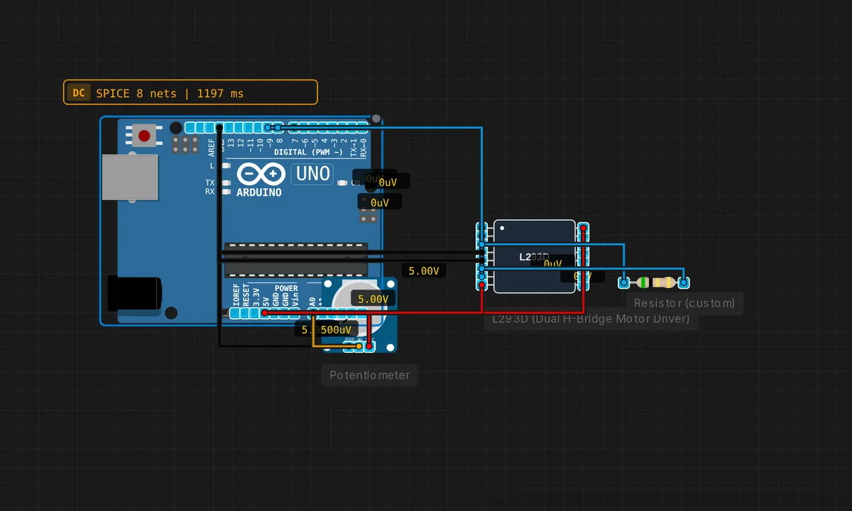 Motor Speed Control (PWM) — free online circuit simulator example on Sensbench