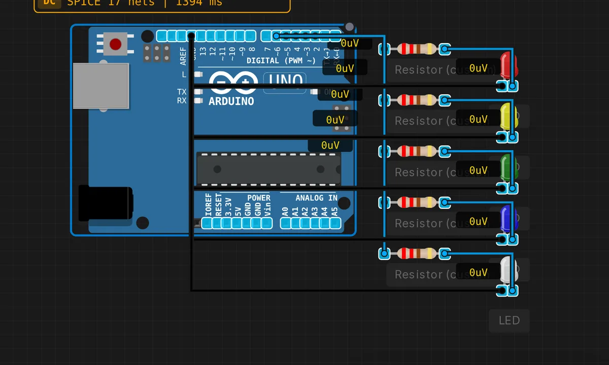 LED Bar Graph — free online circuit simulator example on Sensbench