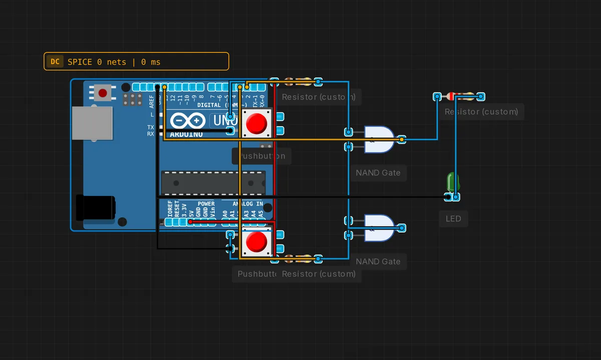 NAND SR Latch — free online circuit simulator example on Sensbench