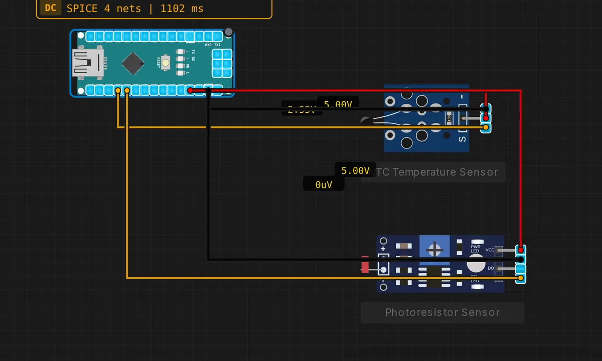 Arduino Nano Sensor Station — free online circuit simulator example on Sensbench