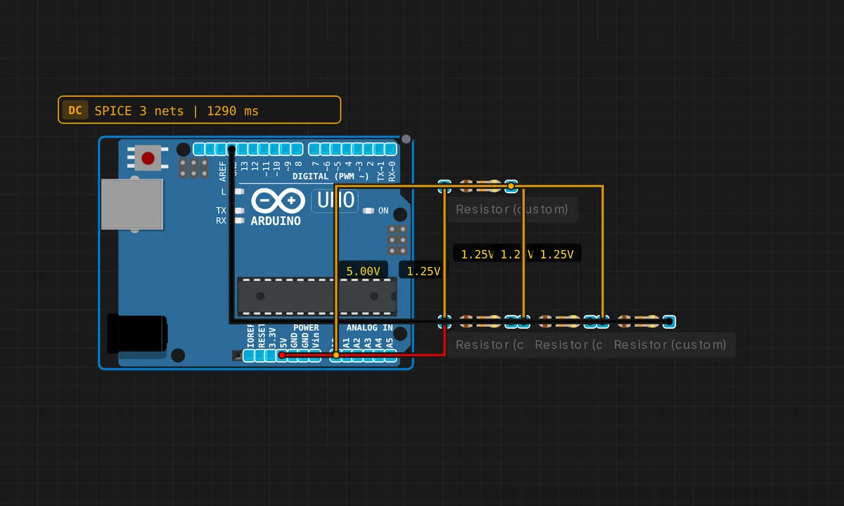 Parallel Resistors — free online circuit simulator example on Sensbench