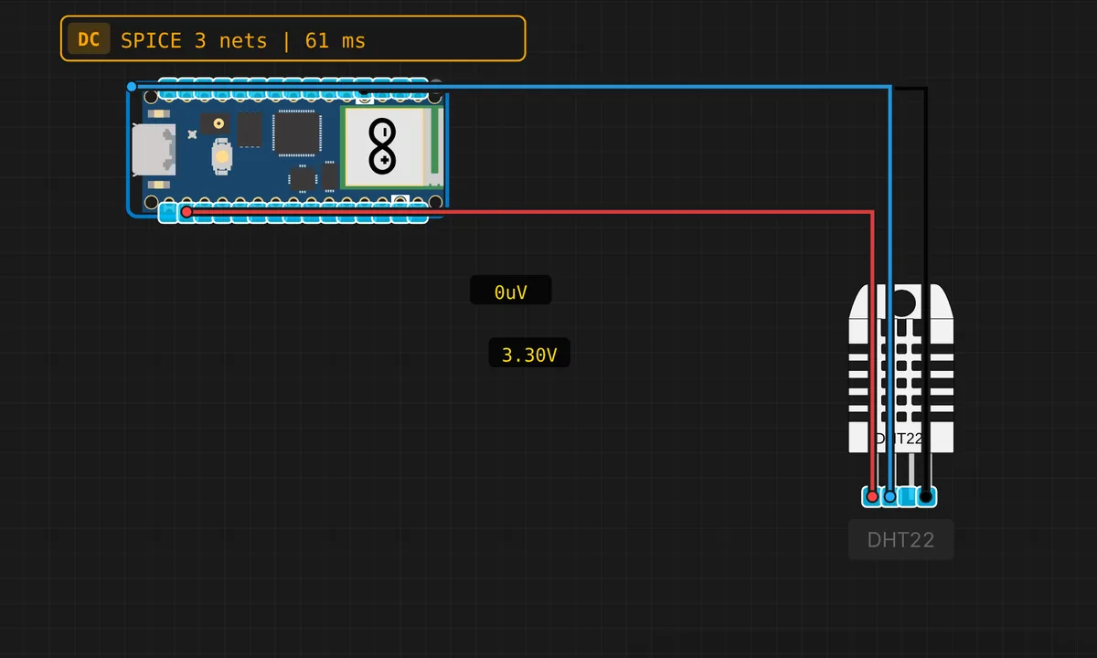 Pico: DHT22 Temperature & Humidity — free online circuit simulator example on Sensbench