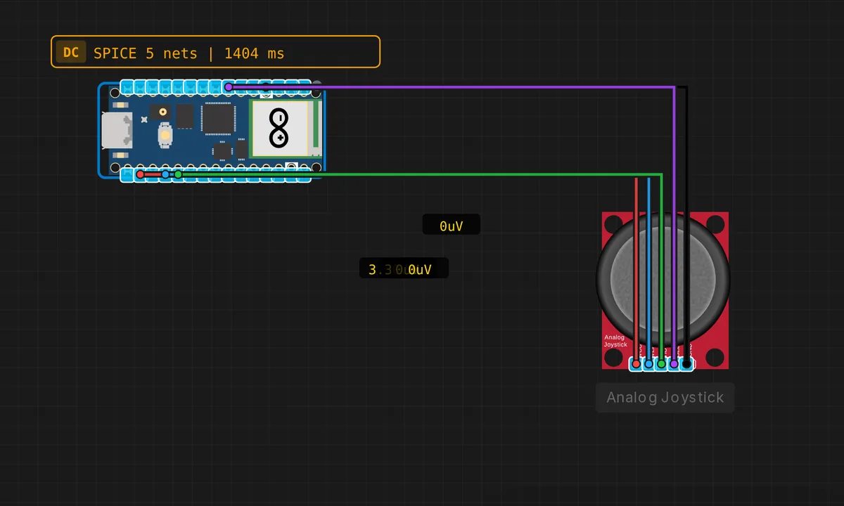 Pico: Analog Joystick — free online circuit simulator example on Sensbench