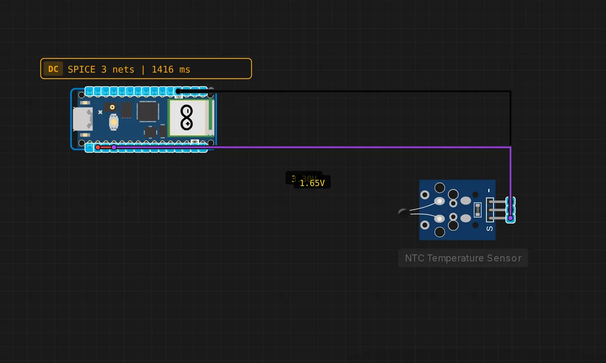 Pico: NTC Thermistor Temperature — free online circuit simulator example on Sensbench