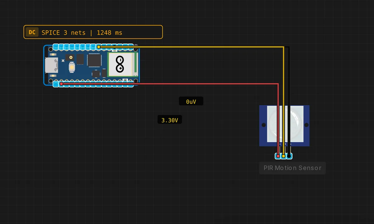 Pico: PIR Motion Detector — free online circuit simulator example on Sensbench