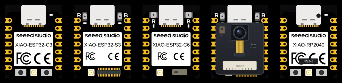 A lineup of XIAO development boards in the simulator's component picker
