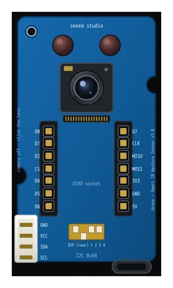 The Grove Smart IR Gesture Sensor module with a XIAO attached in the simulator