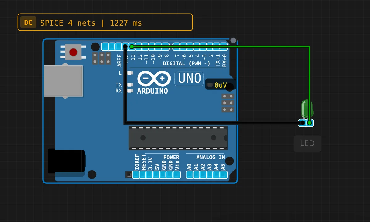 Serial LED Control — free online circuit simulator example on Sensbench