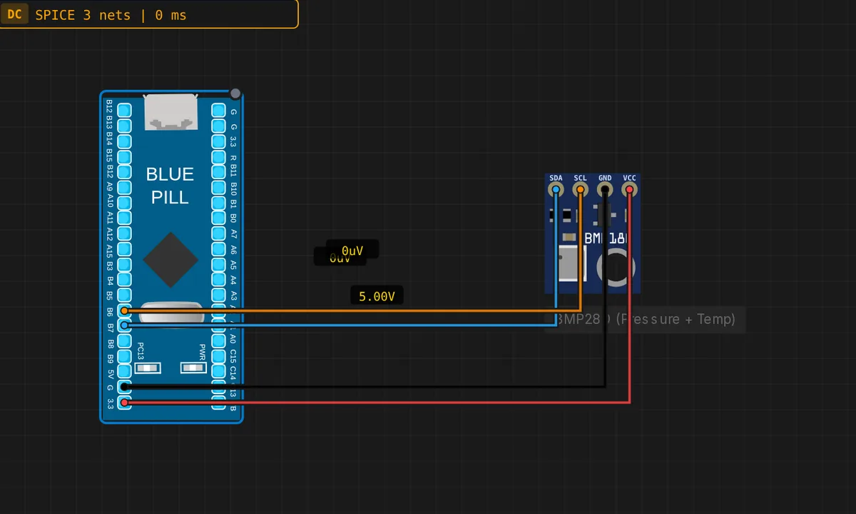 STM32: BMP280 Weather Sensor (I2C) — free online circuit simulator example on Sensbench