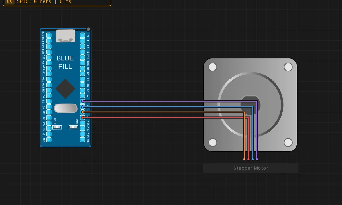STM32: Stepper Motor — free online circuit simulator example on Sensbench
