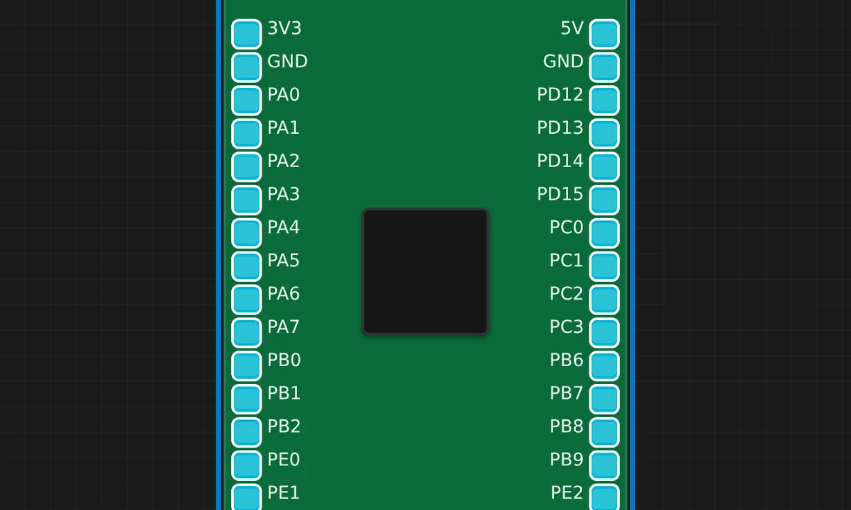 STM32F4 Discovery LED Blink — free online circuit simulator example on Sensbench