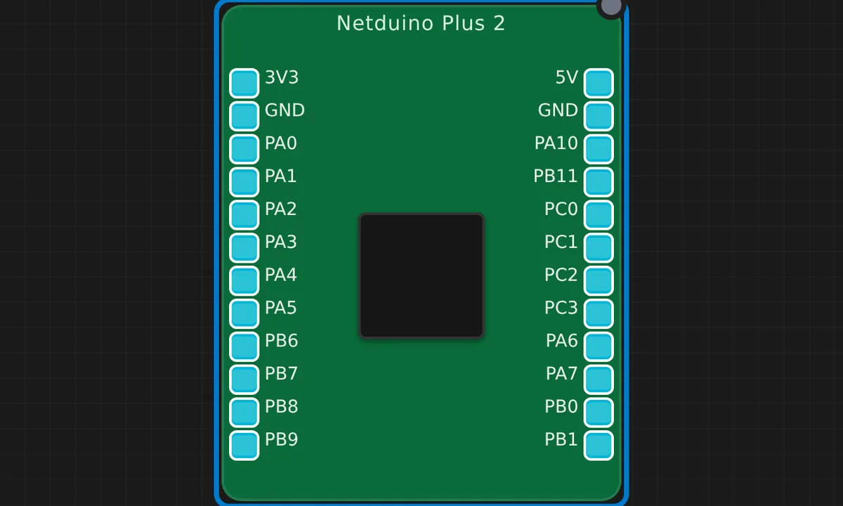 Netduino Plus 2 Blink — free online circuit simulator example on Sensbench