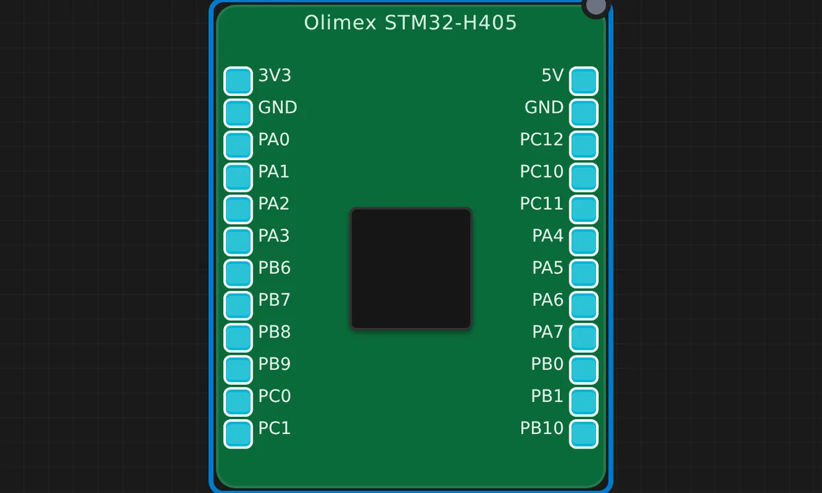 Olimex STM32-H405 Blink — free online circuit simulator example on Sensbench