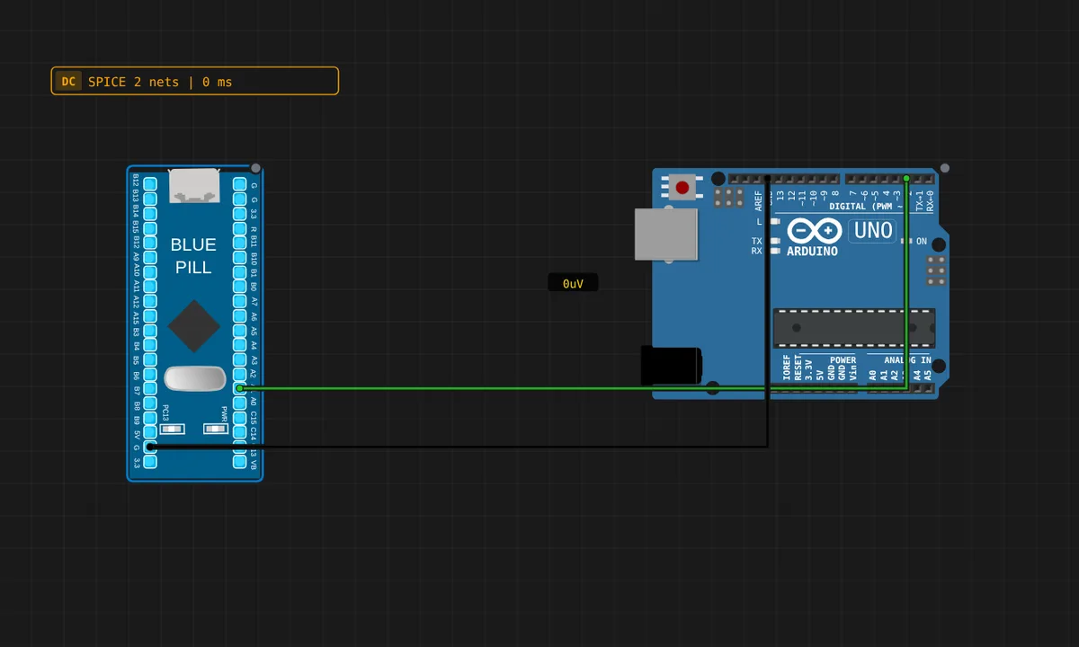 [STM32 + Arduino] GPIO Mirror — free online circuit simulator example on Sensbench