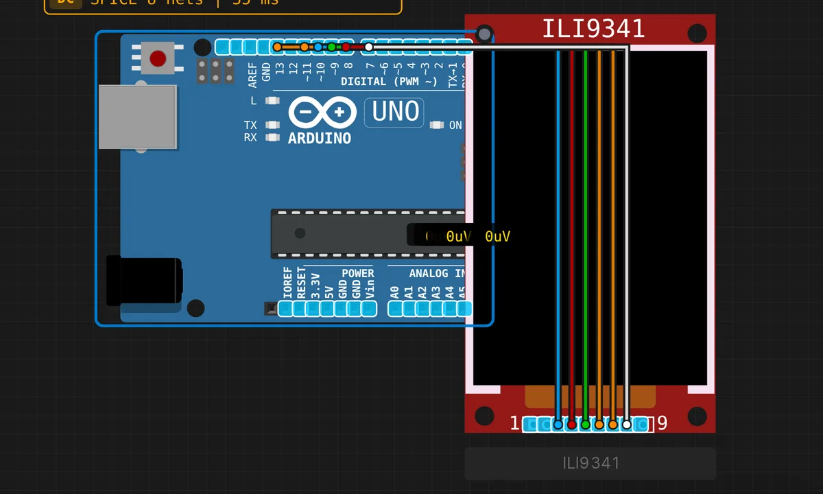 TFT ILI9341 Display — free online circuit simulator example on Sensbench