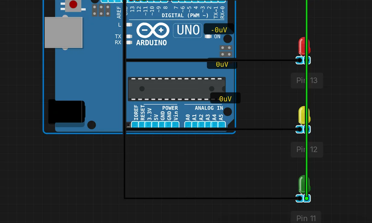 Traffic Light — free online circuit simulator example on Sensbench