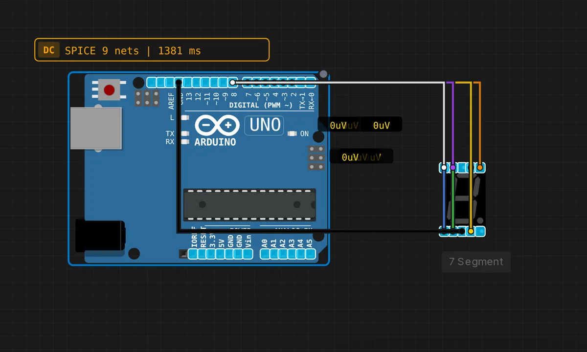 Uno: 7-Segment Counter — free online circuit simulator example on Sensbench