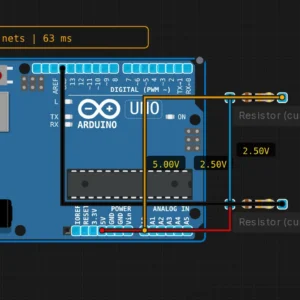 SPICE analog circuit with resistors and an op-amp running in the Sensbench simulator