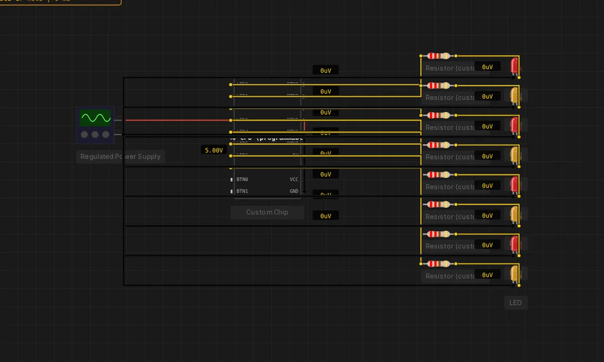 Z80 Larson Scanner (no board) — free online circuit simulator example on Sensbench